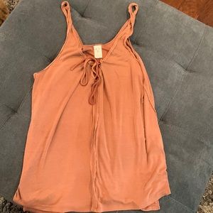 Tank top with key hole tie- burnt orange